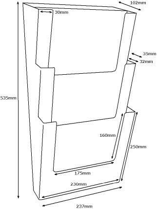 Porte brochures A4 mural 3W23