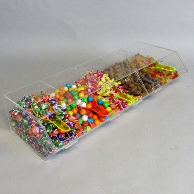 Présentoir alimentaire plexiglas 5 compartiments