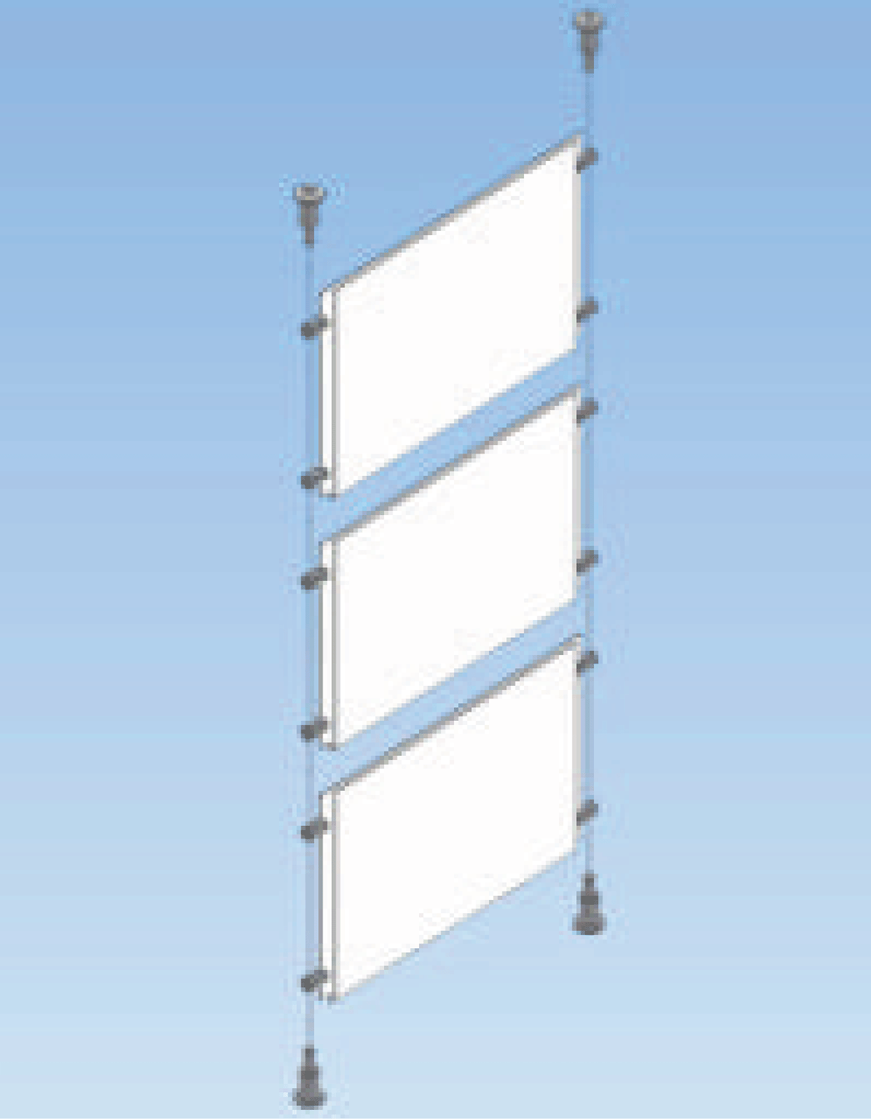 Kit d'affichage 3 A4 horizontal plexiglas suspendu par câble