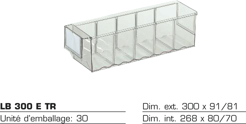 Bac divisible transparent LB 300 E TR
