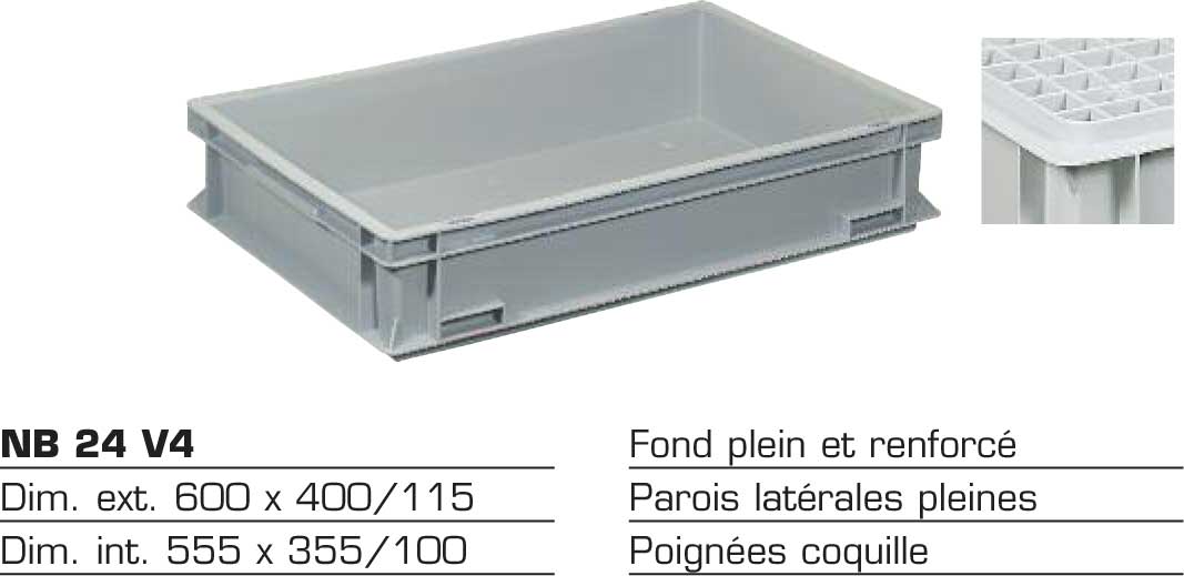Bac de stockage plastique renforcé NB 24 V4