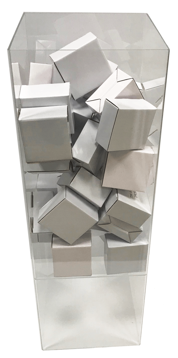 Détail matériau plexiglas bac soldeur Bac plexiglas reversible avec boites en vrac