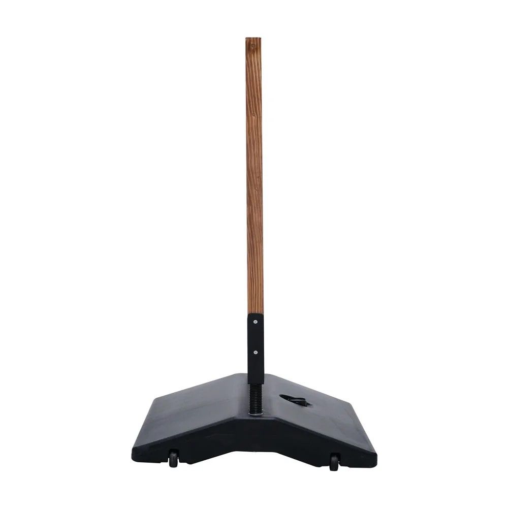 Vue de coté du chevalet ardoise avec pied lestable à roulette