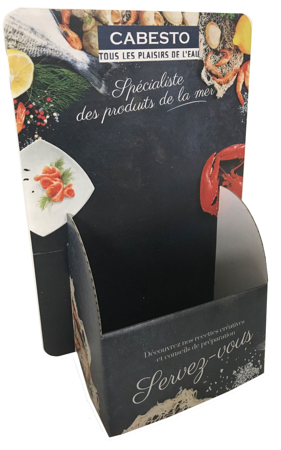 Exemple personnalisation présentoir comptoir marque Présentoir de comptoir carton personnalisé impression quadrichromie logo marque