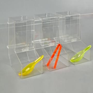 Distributeurs rectangulaires muraux professionnels Ensemble de distributeurs alimentaires rectangulaires transparents fixés au mur avec réglette pour présentation de bonbons colorés en confiserie