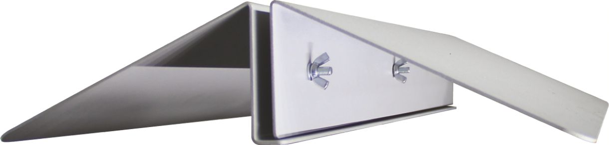 Détail construction socle PANELSTOP en acier Base métallique du socle pince-panneau montrant la construction en acier thermolaqué