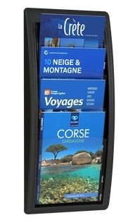 Porte-brochures mural en métal noir avec plusieurs compartiments A4 