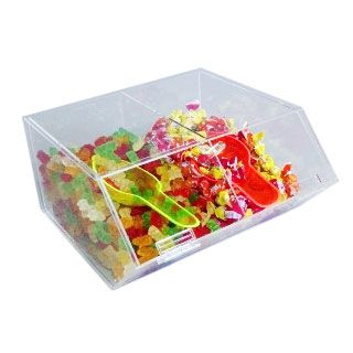 Présentoir alimentaire plexiglas 2 compartiments