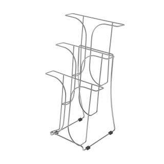 Porte brochures A4 métal chromé 3 bacs de travers