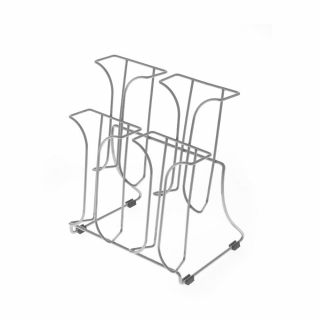 Porte brochures 1/3 A4 métal chromé 4 bacs de travers