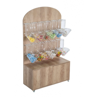 Meuble coffrets 12 tubes ALIM1535BOIS avec bonbons