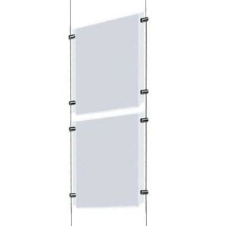 Kit d'affichage 2 A3 vertical plexiglas suspendu par câble en situation