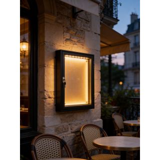Vitrine menu LED - mise en situation