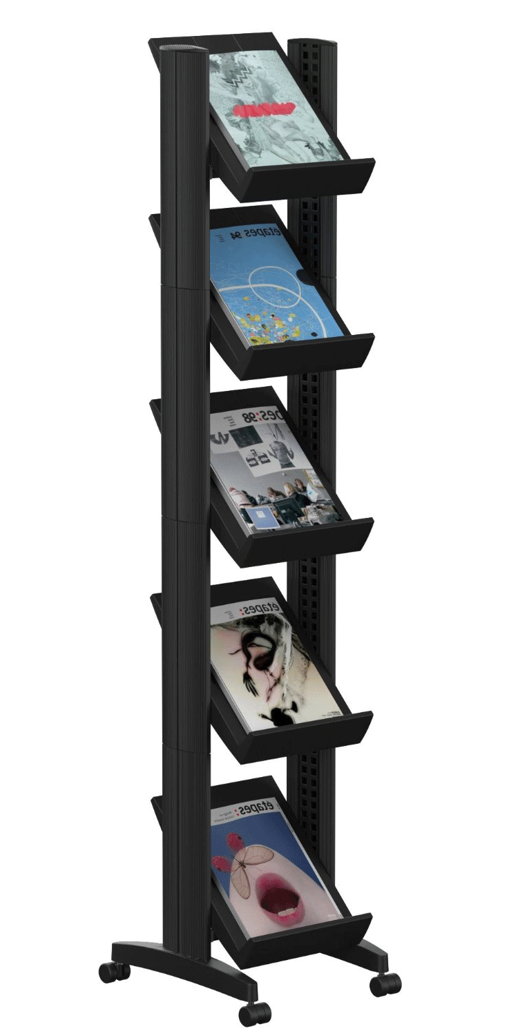 Présentoir sur pied 5 tablettes A4 noir métal