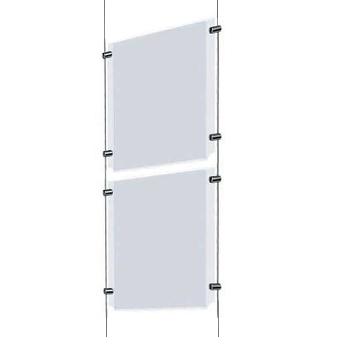 Kit d'affichage 2 A3 vertical plexiglas suspendu par câble