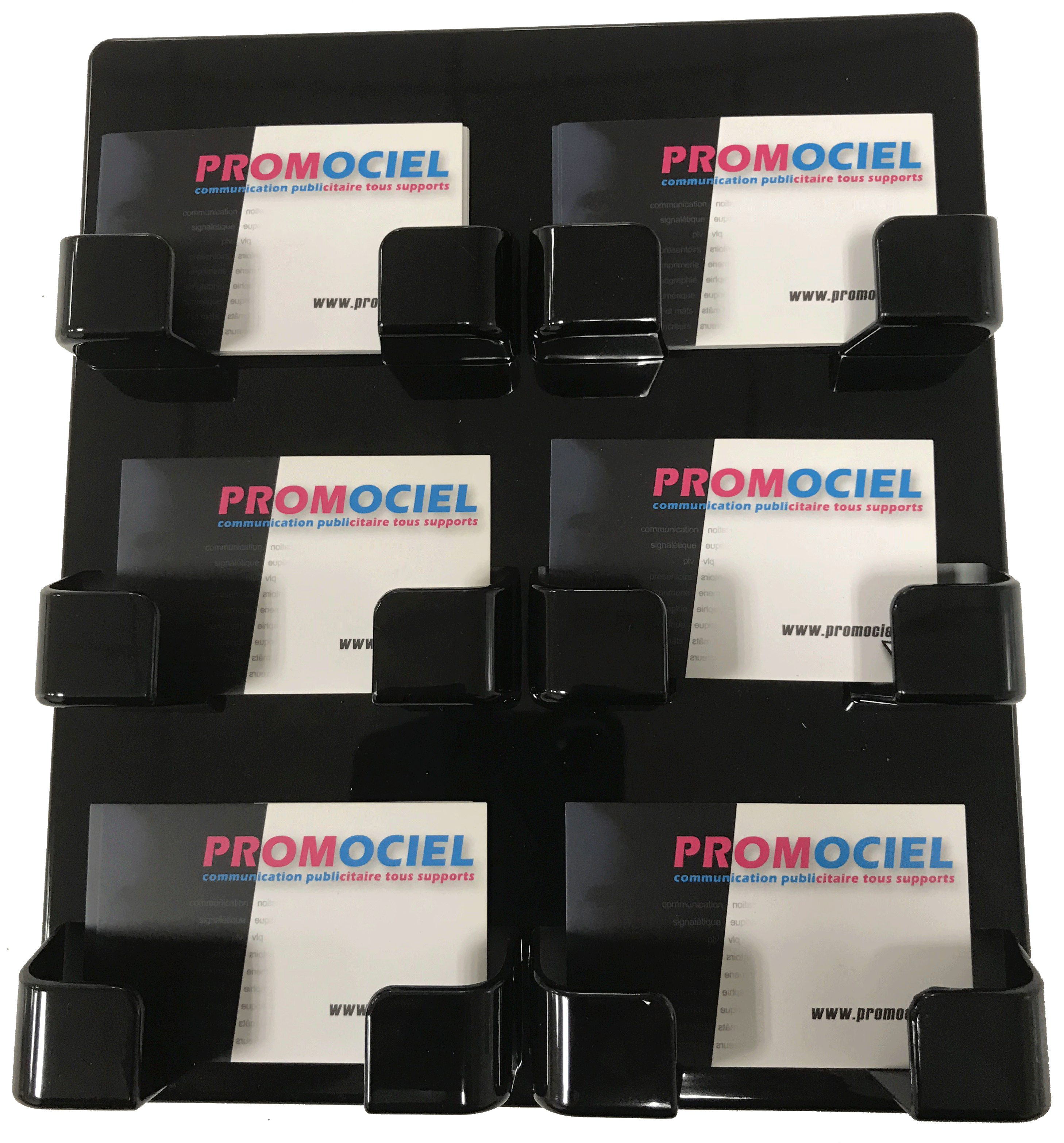 Porte cartes de visite mural noir 6 compartiments PPMURBLK6
