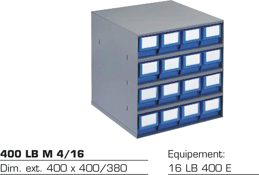 Rack de stockage de 16 bacs divisibles LB 400 E