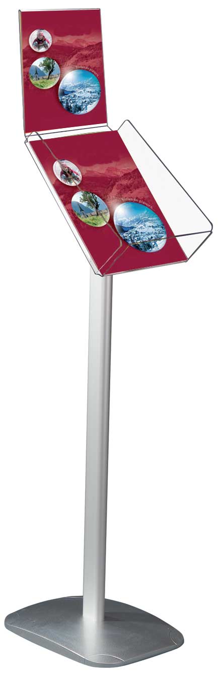 Porte brochures A4 sur pied SR1 avec porte visuel A4