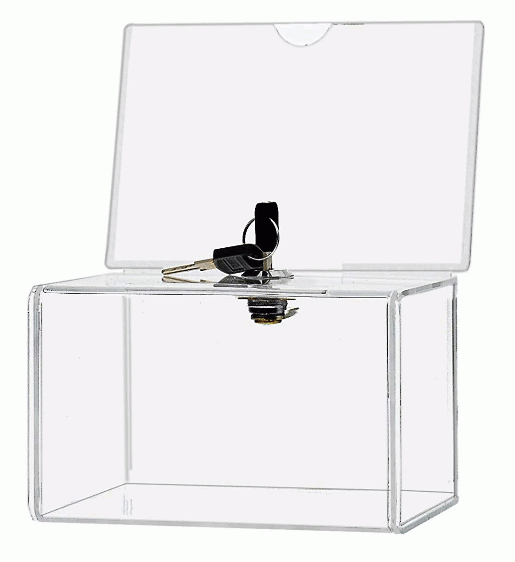 Urne à pourboire avec porte affiche et serrure